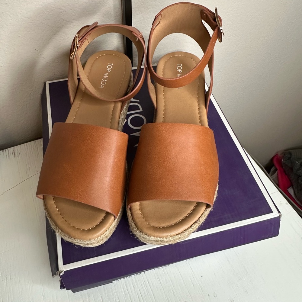 TOP Moda Women's Brown Espadrille Sandals